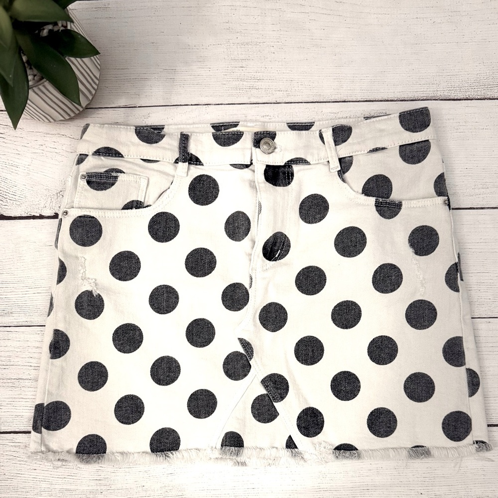 🌾 Polka Dot Mini‎ Skirt - Black and White